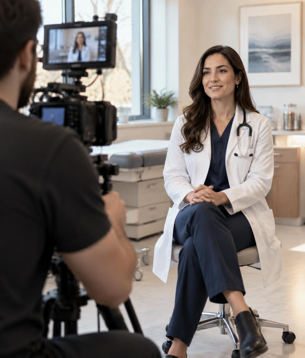 Doctor being filmed for social media content